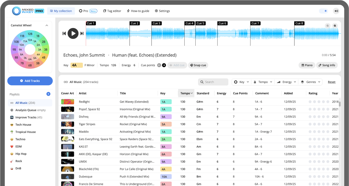 Processed tracks analyzed in Mixed In Key